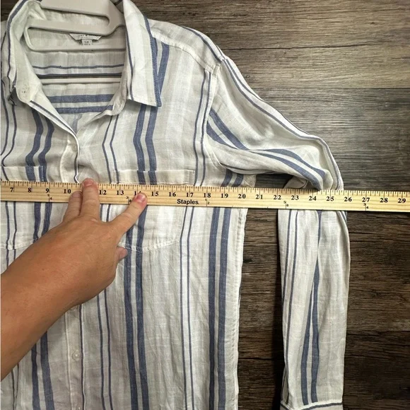 Lucky Brand Blue and White Striped Button Down Shirt - Picture 7 of 9